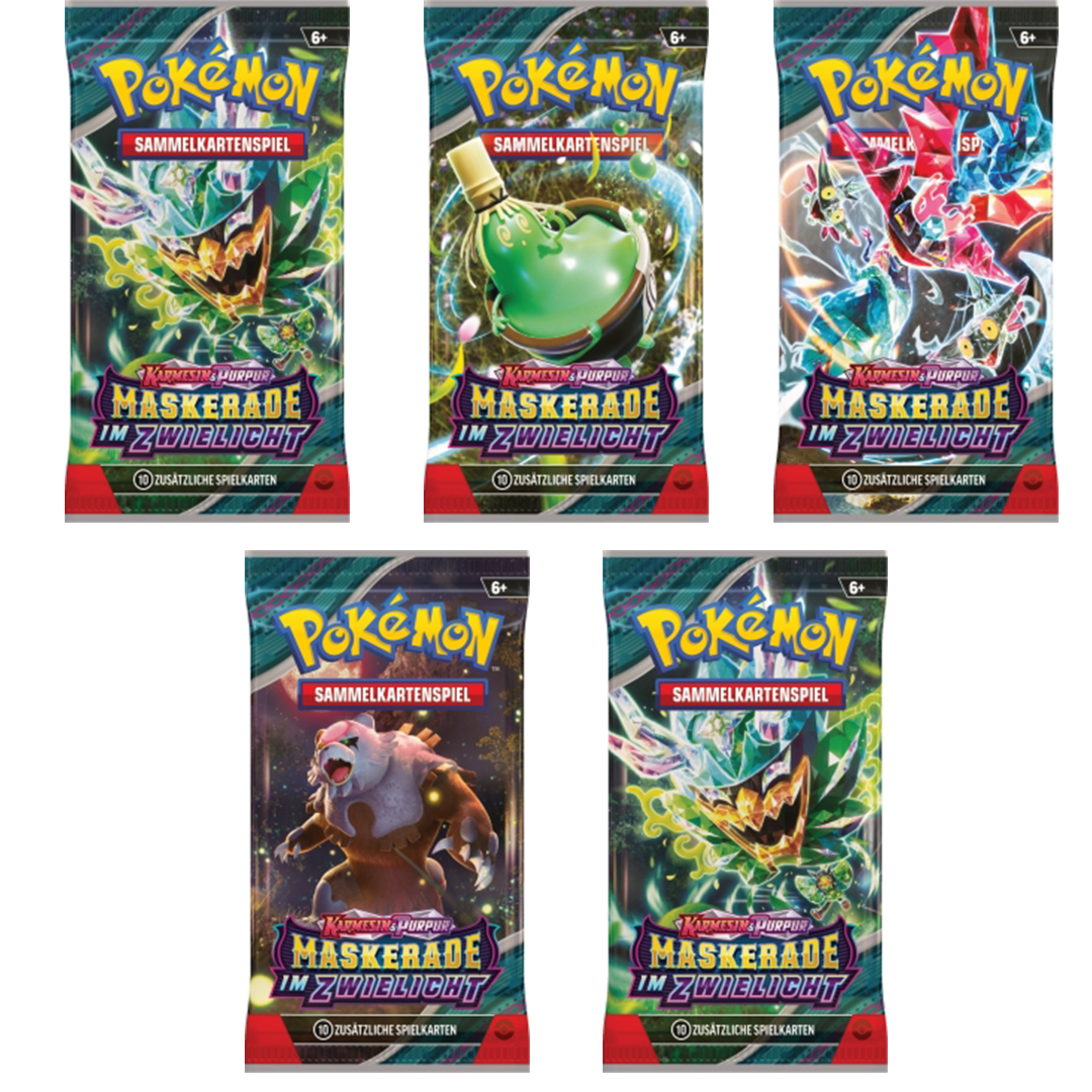 Pokemon Maskerade im Zwielicht - 5 x Booster Pack (deutsch)