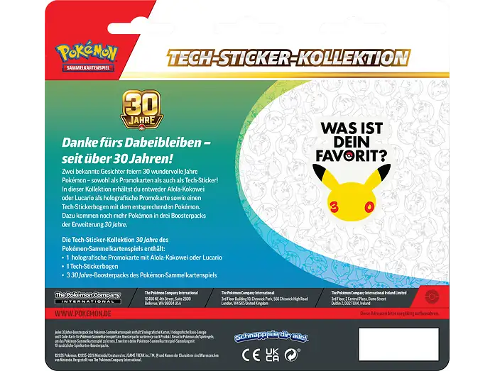 Pokémon - 30 Jahre Tech-Sticker-Kollektion Alola-Kokowei (DE)