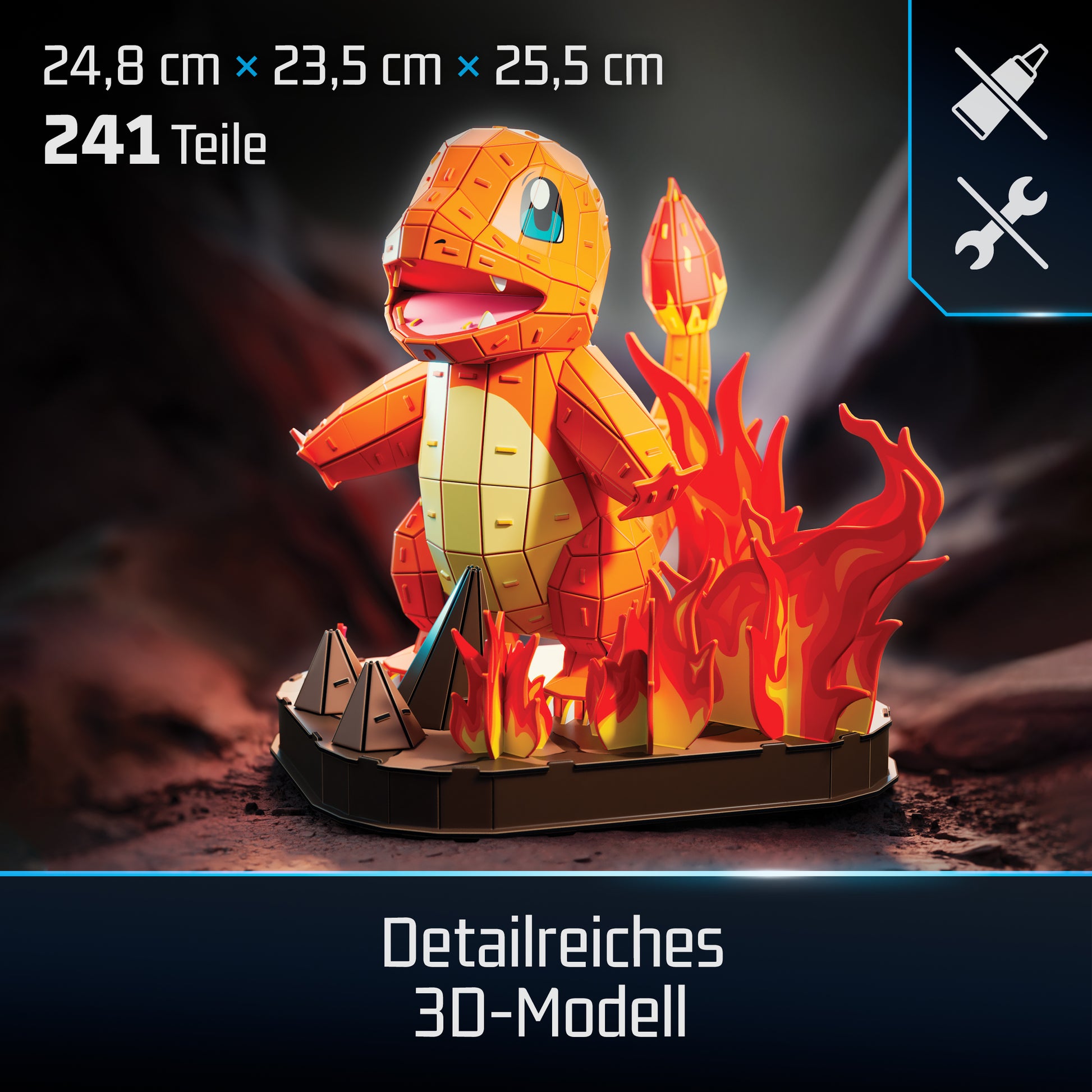 Spin Master 4D Build Pokémon Glumanda – 3D Pixel-Modellbausatz