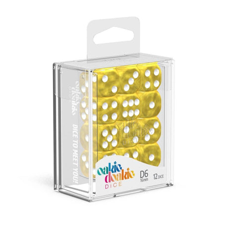Oakie Doakie Dice W6 Würfel 16 mm Marble - Gelb (12 Stück) - Divine Cards